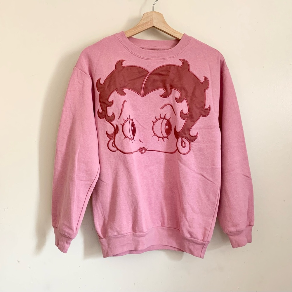 Betty Boop Pink Embroidered Long Sleeve Sweatshirt US XS 0-2